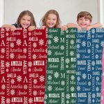 Copo de nieve personalizado Nombre Inicial Suave manta de tiro Decoración del hogar Cumpleaños Regalo de Navidad para los niños