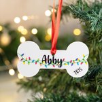 Personalised Dog Bone Shaped Christmas Lights Ornament Stocking Tag with Text and Year Christmas Tree Decor Gift for Pet Lovers