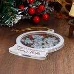 Ornement de Noël personnalisé en forme de boule de neige en acrylique avec nom et adresse Cadeau de Noël pour la famille et les enfants