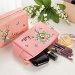 Sac de maquillage en cuir avec nom Anniversaire Bridesmaid Family Cadeau pour femmes