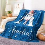 Personalisierte Schwanensee Ballett Cartoon-Mädchen Sterne Decke mit Initiale und Namen Haus Deko Geburtstagsgeschenk für Balletttänzerin Ballerina