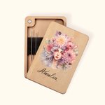 Scatola magnetica per aghi in legno con nome, regalo di compleanno e anniversario per gli amanti del cucito.