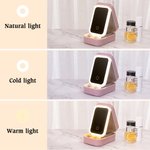 Personalizado Cartoon Carácter Navidad Inicial Joyero de cuero con nombre de cambio de color LED Espejo de maquillaje Regalo de Navidad para los amigo