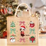 Bolsa de yute reutilizable personalizada para Navidad Chica Mujer con nombre Navidad Cumpleaños Regalo para la familia Amigo