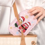 Personalizado Cartoon Carácter Navidad Inicial Joyero de cuero con nombre de cambio de color LED Espejo de maquillaje Regalo de Navidad para los amigo