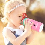 Personalizzato carino orso gatto coniglio animale faccia e coda 12 oz isolato bambino bottiglia d'acqua con manico e cannuccia regalo di compleanno va