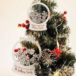 Ornement de Noël personnalisé en forme de boule de neige en acrylique avec nom et adresse Cadeau de Noël pour la famille et les enfants
