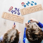 Personalized Christmas Cartoon Character Wood Name Puzzle Toy Birthday Christmas Gift for Girl Boy Kid