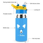 Personalizzato carino orso gatto coniglio animale faccia e coda 12 oz isolato bambino bottiglia d'acqua con manico e cannuccia regalo di compleanno va