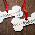 Personalised Dog Bone Shaped Christmas Lights Ornament Stocking Tag with Text and Year Christmas Tree Decor Gift for Pet Lovers