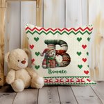 Animales personalizados en jersey de Navidad Funda de almohada suave con inicial de punto y nombre Decoración del hogar Regalo de Navidad para la fami