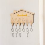 Gepersonaliseerde Houten Familienamen Sleutelhanger voor 2-6 Leden Muurbevestiging Entree Decor Housewarming Huwelijksgeschenk voor Familiepaar