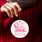 Personalised Pink Ribbon Butterfly Beating Breast Cancer Christmas Ornament with Name Christmas Tree Decor Gift for Women Cancer Fighter