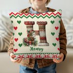 Animales personalizados en jersey de Navidad Funda de almohada suave con inicial de punto y nombre Decoración del hogar Regalo de Navidad para la fami