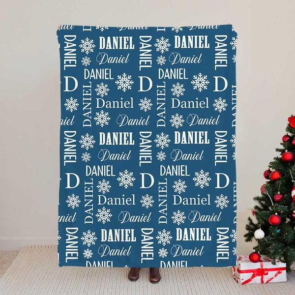 Copo de nieve personalizado Nombre Inicial Suave manta de tiro Decoración del hogar Cumpleaños Regalo de Navidad para los niños
