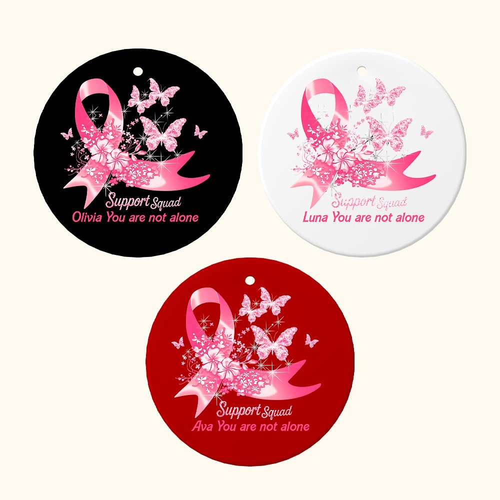 Ornement de Noël personnalisé en forme de papillon avec nom Cadeau de Noël pour les femmes qui luttent contre le cancer.