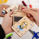 Personalized Cartoon Character Birth Flower Bouquet Wooden Magnetic Needle Box with Name Birthday Mother's Day Gift for Mom Grandma