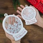 Ornement de Noël personnalisé en forme de boule de neige en acrylique avec nom et adresse Cadeau de Noël pour la famille et les enfants