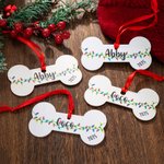 Personalised Dog Bone Shaped Christmas Lights Ornament Stocking Tag with Text and Year Christmas Tree Decor Gift for Pet Lovers