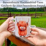 Personalisierte Hochlandrind mit Weihnachtsmannmütze Keramiktasse 330ml Doppelseitiger Druck Weihnachtsgeschenk für Familie Freunde