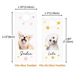 Personalized Rainbow Daisy Paw Print Tumbler Name Plate Tag with Dog Cat Photo Accessories for Stanley Birthday Memorial Gift for Pet Owners