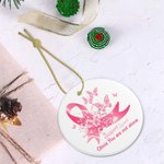 Personalised Pink Ribbon Butterfly Beating Breast Cancer Christmas Ornament with Name Christmas Tree Decor Gift for Women Cancer Fighter