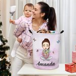 Personalisierte Cartoon Charakter Geburt Blume Spielzeug Lagerung Wäschekorb mit Griff Housewarming Geburtstag Geschenk für Freund und Familie