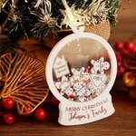 Ornement de Noël personnalisé en forme de boule de neige en acrylique avec nom et adresse Cadeau de Noël pour la famille et les enfants