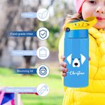 Personalizzato carino orso gatto coniglio animale faccia e coda 12 oz isolato bambino bottiglia d'acqua con manico e cannuccia regalo di compleanno va