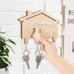 Gepersonaliseerde Houten Familienamen Sleutelhanger voor 2-6 Leden Muurbevestiging Entree Decor Housewarming Huwelijksgeschenk voor Familiepaar