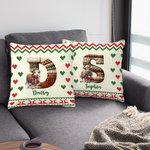 Animales personalizados en jersey de Navidad Funda de almohada suave con inicial de punto y nombre Decoración del hogar Regalo de Navidad para la fami