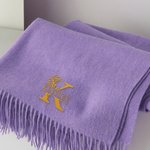 Personalisierter Weicher Gestickter Initiale-Name-Schal mit Blume und Quaste aus Warmem Faux Kaschmir Geburtstag Winter Geschenk für Familie Freunde