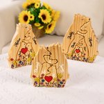 Personalized Wooden Cute Floral Hug Bear Family Puzzle with Lover Heart and 2-8 Names Desk Decoration Birthday Anniversary Gift for Family