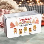 Personalised Gingerbread Man Food-grade Sweets Biscuit Biscuit Storage Tin with Lid and 1-12 Names Christmas Festival Party Favors Gift for Kids Family