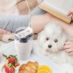 Personalized Rainbow Daisy Paw Print Tumbler Name Plate Tag with Dog Cat Photo Accessories for Stanley Birthday Memorial Gift for Pet Owners