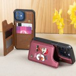 Gepersonaliseerde Cartoon Karakter Kerst Hoed Naam Initial Lederen Flip Telefoon Case met kaarthouder RFID Blokkeren Kerstcadeau voor familie