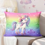 Unicornio Fantasía Personalizado Funda de Almohada con Nombre Cumpleaños Decoración de la Habitación Regalo para Niños