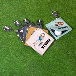Personalisierte Saugfähiges Cartoon-Figur PU-Leder-Golfhandtuch mit Golf-Tee und Einziehbarem Clip Tragbare Accessoire Geschenk für Golfliebhaber
