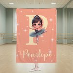 Personalisierte Schwanensee Ballett Cartoon-Mädchen Sterne Decke mit Initiale und Namen Haus Deko Geburtstagsgeschenk für Balletttänzerin Ballerina