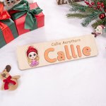 Personalized Christmas Cartoon Character Wood Name Puzzle Toy Birthday Christmas Gift for Girl Boy Kid