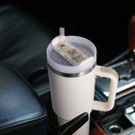 Personalized Rainbow Daisy Paw Print Tumbler Name Plate Tag with Dog Cat Photo Accessories for Stanley Birthday Memorial Gift for Pet Owners