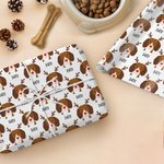 Personalised Christmas Hat Scarf Cartoon Dog Wrapping Paper with Name Festive Christmas Gift for Dog Lover