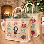 Bolsa de yute reutilizable personalizada para Navidad Chica Mujer con nombre Navidad Cumpleaños Regalo para la familia Amigo