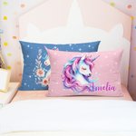 Unicornio Fantasía Personalizado Funda de Almohada con Nombre Cumpleaños Decoración de la Habitación Regalo para Niños