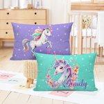 Unicornio Fantasía Personalizado Funda de Almohada con Nombre Cumpleaños Decoración de la Habitación Regalo para Niños