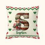 Animales personalizados en jersey de Navidad Funda de almohada suave con inicial de punto y nombre Decoración del hogar Regalo de Navidad para la fami