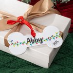 Personalised Dog Bone Shaped Christmas Lights Ornament Stocking Tag with Text and Year Christmas Tree Decor Gift for Pet Lovers