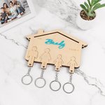 Gepersonaliseerde Houten Familienamen Sleutelhanger voor 2-6 Leden Muurbevestiging Entree Decor Housewarming Huwelijksgeschenk voor Familiepaar