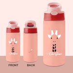 Personalizzato carino orso gatto coniglio animale faccia e coda 12 oz isolato bambino bottiglia d'acqua con manico e cannuccia regalo di compleanno va