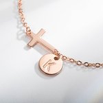 Personalizada delicada pulsera de la Cruz con el encanto grabado inicial joyería religiosa cristiana bautismo regalo de cumpleaños para las mujeres